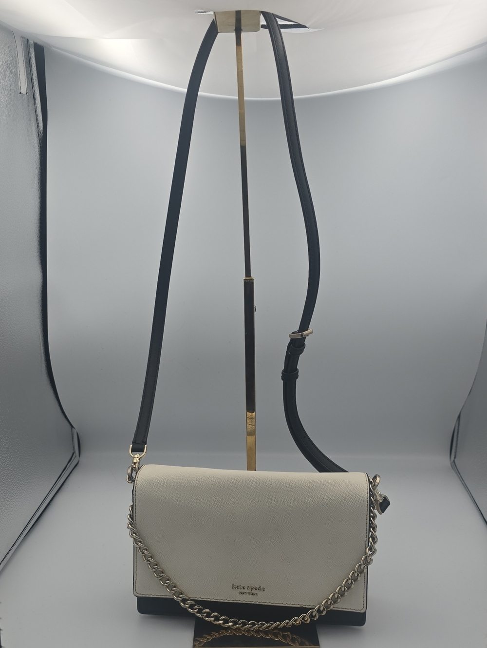 Kate Spade Cream/Black 3 Way Colorblock W/ Pink Chain Med/Large Crossbody (EUC)✨